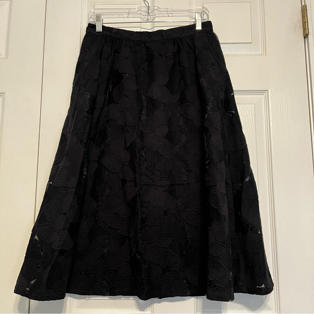 Sam Edelman Whimsigoth black jacquard midi skirt with embroidered flowers Size 8
